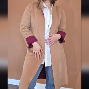 Vintage Wool Western Style Long Duster by Harve Benard / 1990s Y2K Camel Coat
